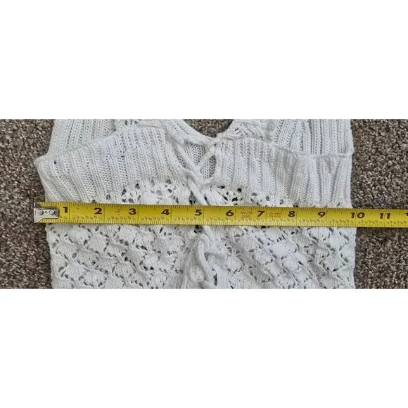 Forever 21 White Crochet Knit Lace-Up Crop Top X-Small - Picture 7 of 7